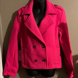Women's Double-Breasted Cropped  Pink Jacket